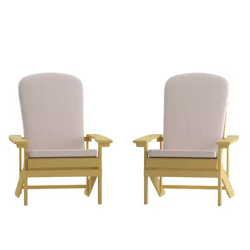 Merrick Lane Set of 2 Weather Resistant Adirondack Patio Chairs With Vertical Lattice Backs and Comfort Foam Cushions