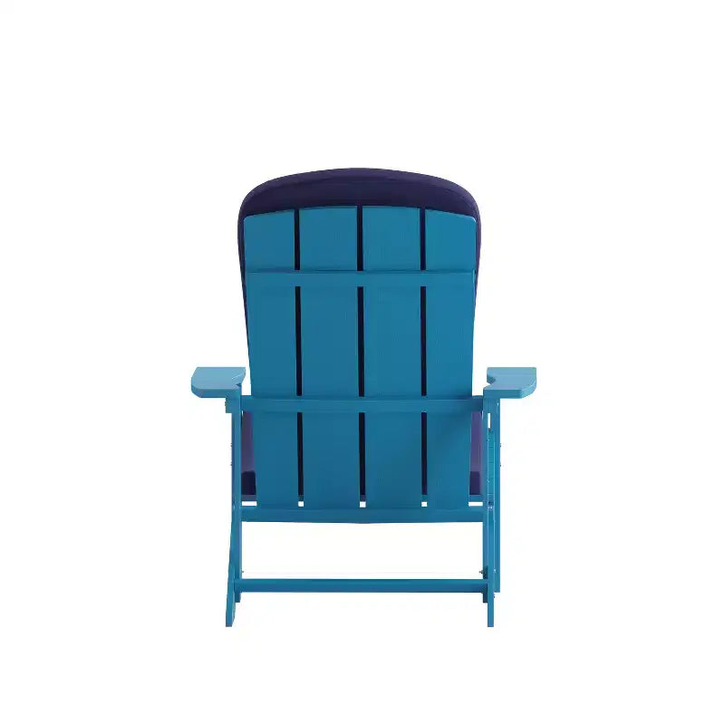 Emma and Oliver Set of Two All-Weather Polyresin Adirondack Chairs with Cushions