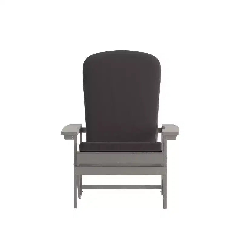 Emma and Oliver Set of Two All-Weather Polyresin Adirondack Chairs with Cushions