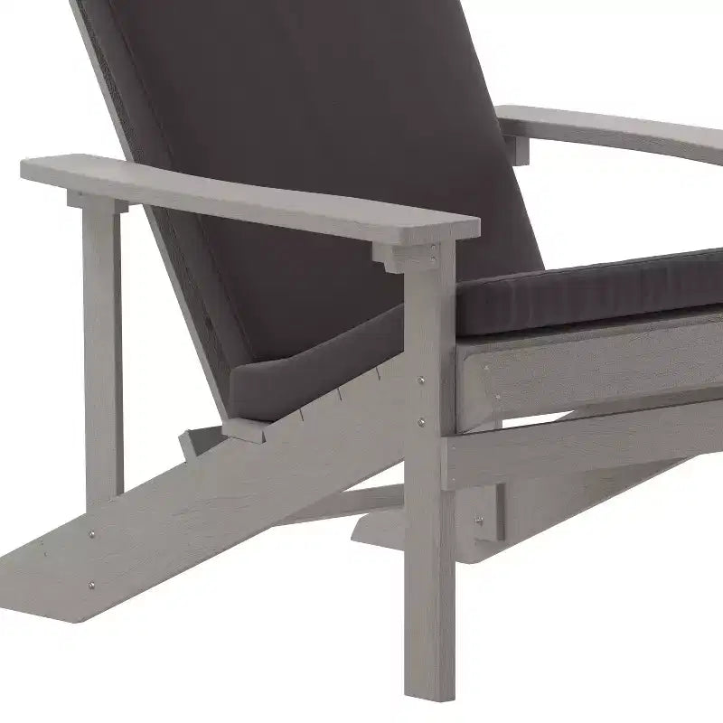 Emma and Oliver Set of Two All-Weather Polyresin Adirondack Chairs with Cushions