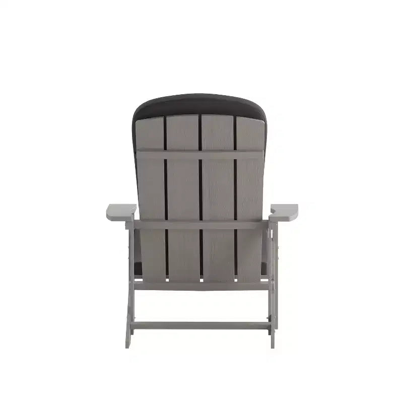 Emma and Oliver Set of Two All-Weather Polyresin Adirondack Chairs with Cushions