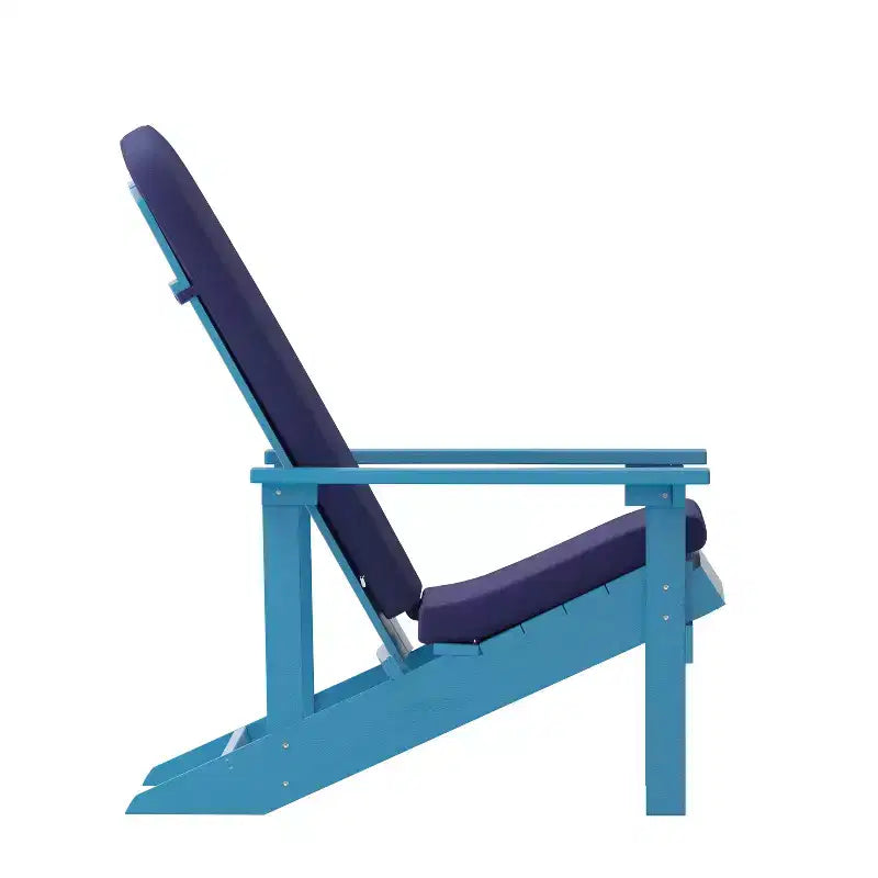 Emma and Oliver Set of Two All-Weather Polyresin Adirondack Chairs with Cushions