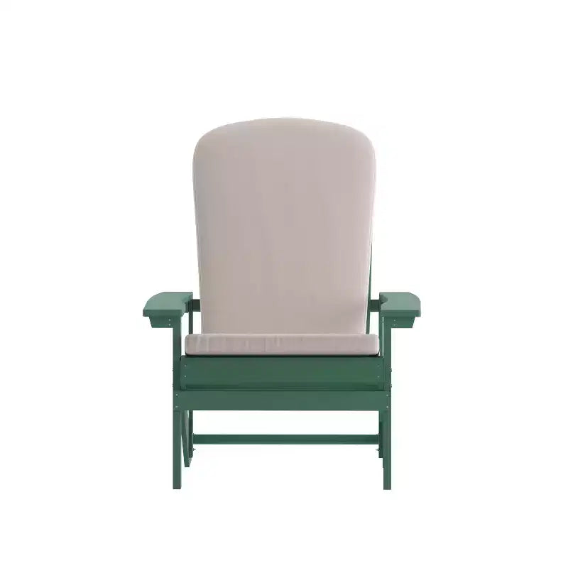 Emma and Oliver Set of Two All-Weather Polyresin Adirondack Chairs with Cushions