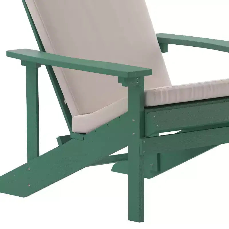 Emma and Oliver Set of Two All-Weather Polyresin Adirondack Chairs with Cushions