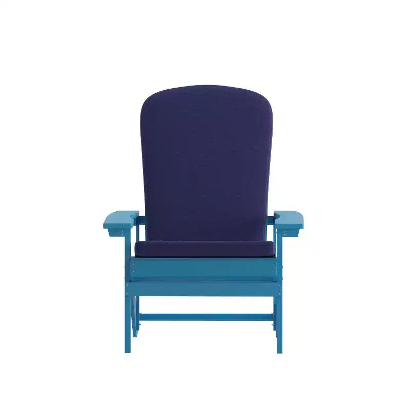 Emma and Oliver Set of Two All-Weather Polyresin Adirondack Chairs with Cushions
