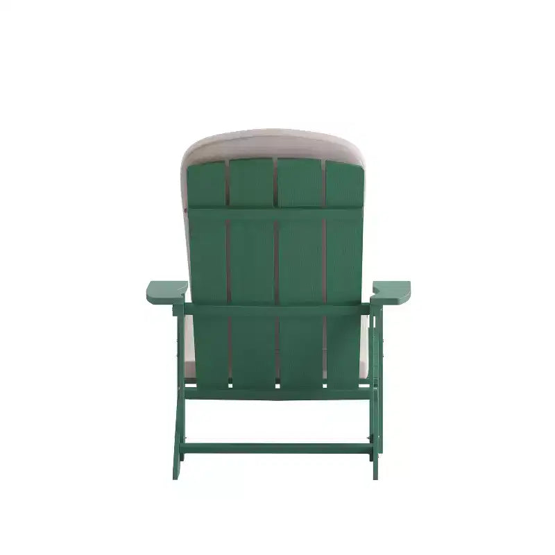Emma and Oliver Set of Two All-Weather Polyresin Adirondack Chairs with Cushions