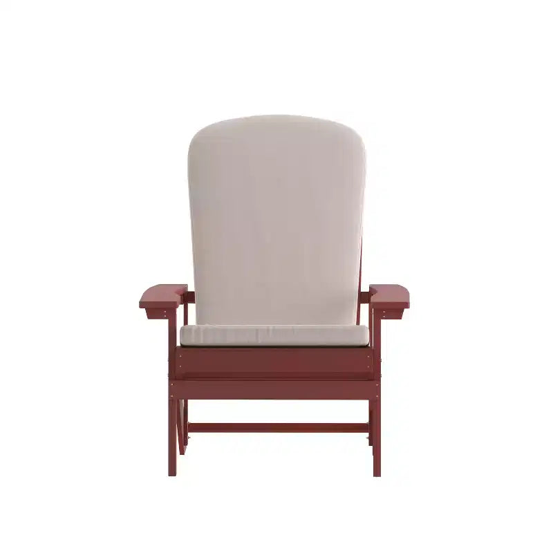 Emma and Oliver Set of Two All-Weather Polyresin Adirondack Chairs with Cushions