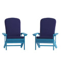 Emma and Oliver Set of Two All-Weather Polyresin Adirondack Chairs with Cushions