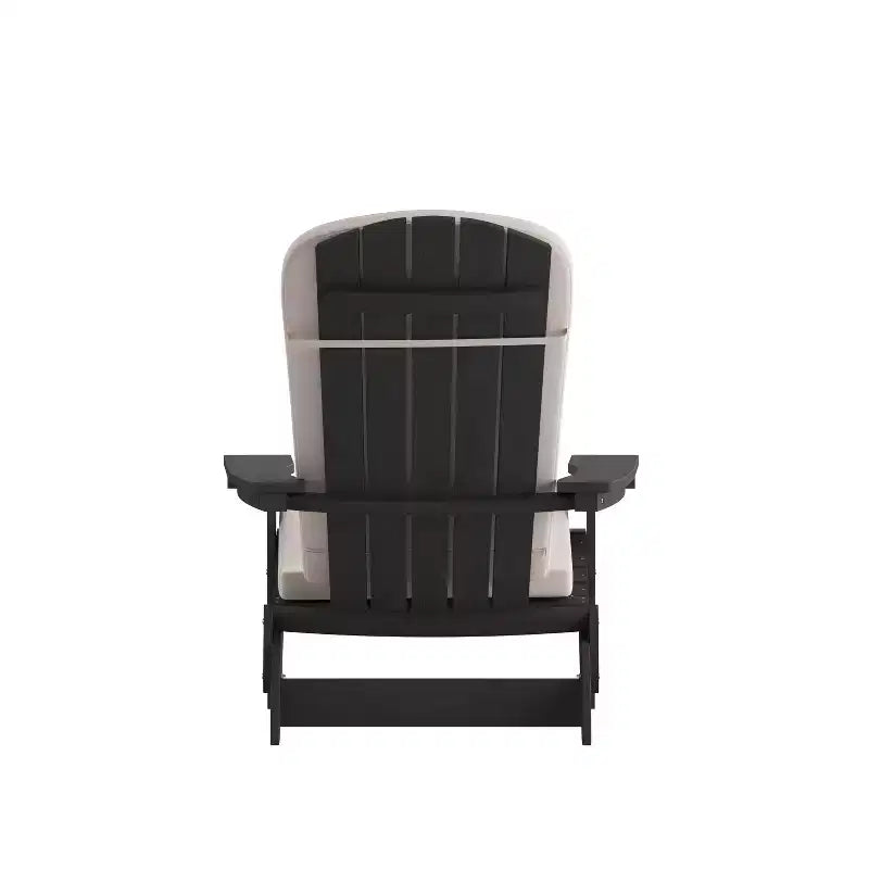 Emma and Oliver Set of Two All-Weather Poly Resin Folding Adirondack Chairs for Indoor/Outdoor Use