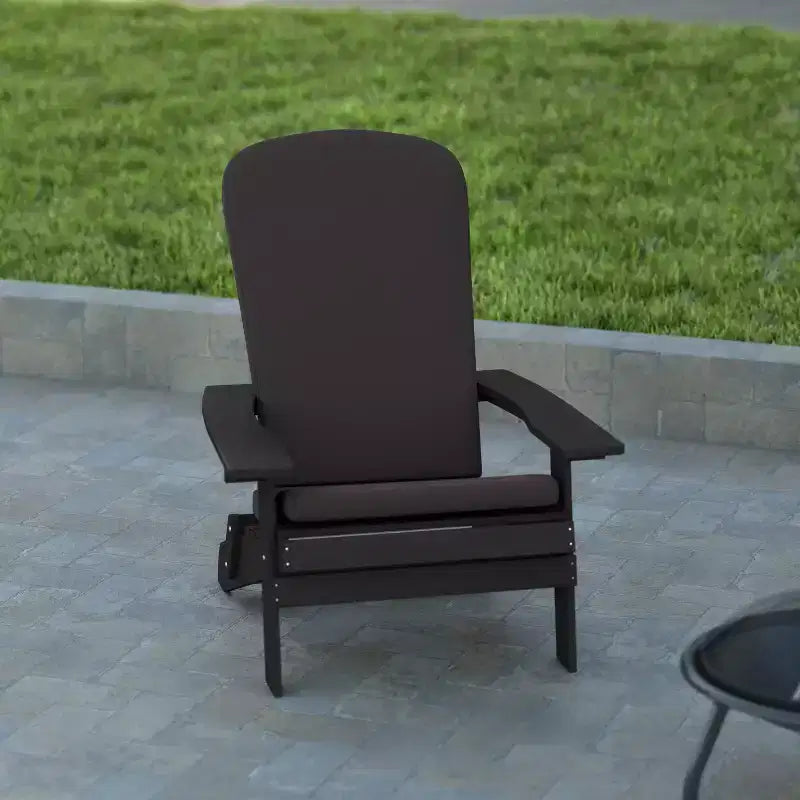 Emma and Oliver Set of Two All-Weather Poly Resin Folding Adirondack Chairs for Indoor/Outdoor Use