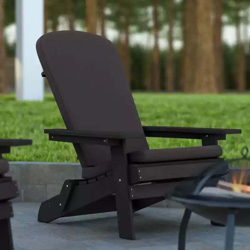 Emma and Oliver Set of Two All-Weather Poly Resin Folding Adirondack Chairs for Indoor/Outdoor Use