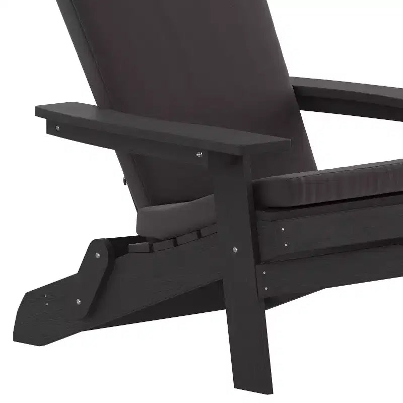 Emma and Oliver Set of Two All-Weather Poly Resin Folding Adirondack Chairs for Indoor/Outdoor Use