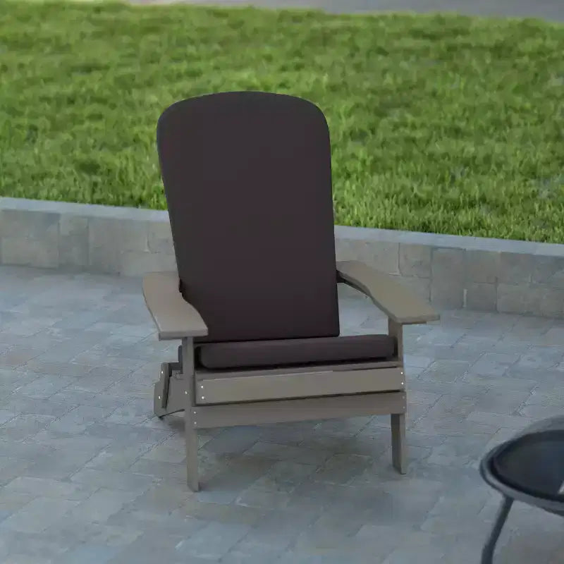 Emma and Oliver Set of Two All-Weather Poly Resin Folding Adirondack Chairs for Indoor/Outdoor Use