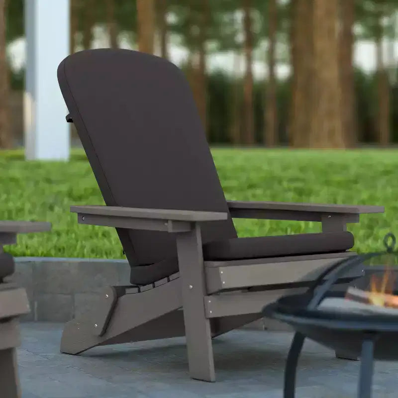 Emma and Oliver Set of Two All-Weather Poly Resin Folding Adirondack Chairs for Indoor/Outdoor Use
