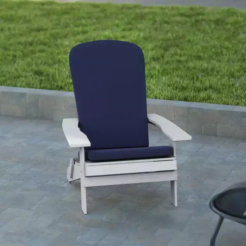 Emma and Oliver Set of Two All-Weather Poly Resin Folding Adirondack Chairs for Indoor/Outdoor Use