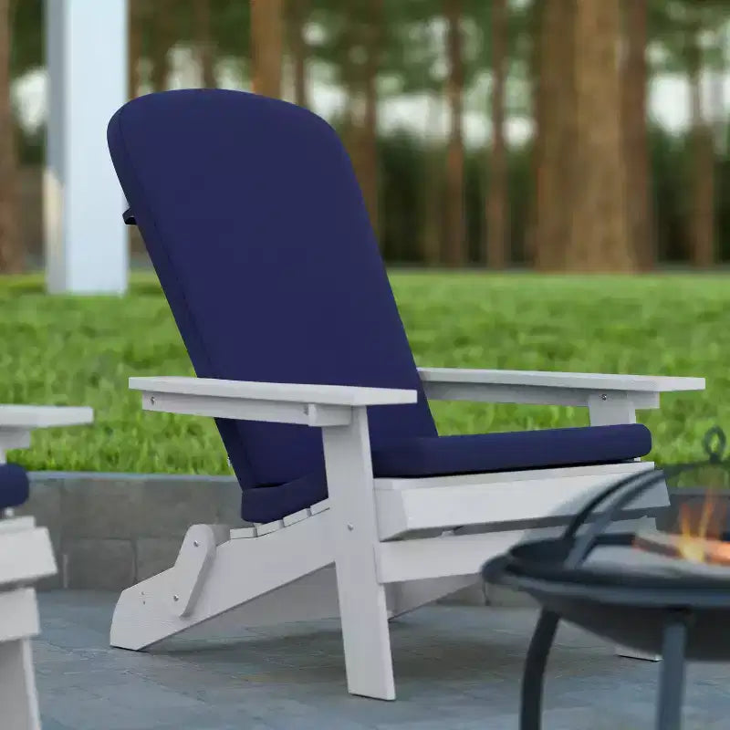 Emma and Oliver Set of Two All-Weather Poly Resin Folding Adirondack Chairs for Indoor/Outdoor Use