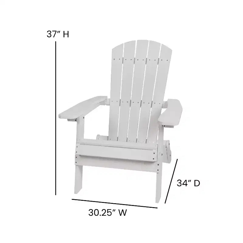 Emma and Oliver Set of Two All-Weather Poly Resin Folding Adirondack Chairs for Indoor/Outdoor Use