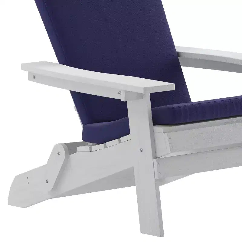 Emma and Oliver Set of Two All-Weather Poly Resin Folding Adirondack Chairs for Indoor/Outdoor Use