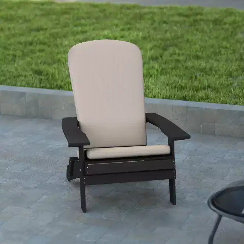 Emma and Oliver Set of Two All-Weather Poly Resin Folding Adirondack Chairs for Indoor/Outdoor Use