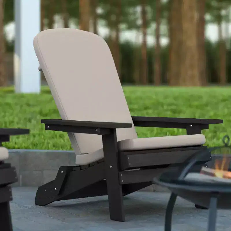 Emma and Oliver Set of Two All-Weather Poly Resin Folding Adirondack Chairs for Indoor/Outdoor Use