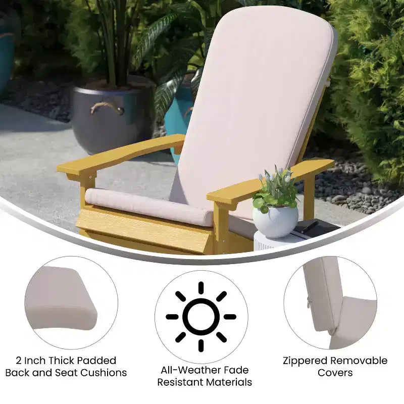 Emma and Oliver Set of Two All-Weather Poly Resin Folding Adirondack Chairs for Indoor/Outdoor Use