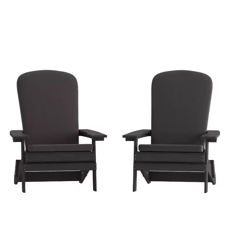 Emma and Oliver Set of Two All-Weather Poly Resin Folding Adirondack Chairs for Indoor/Outdoor Use