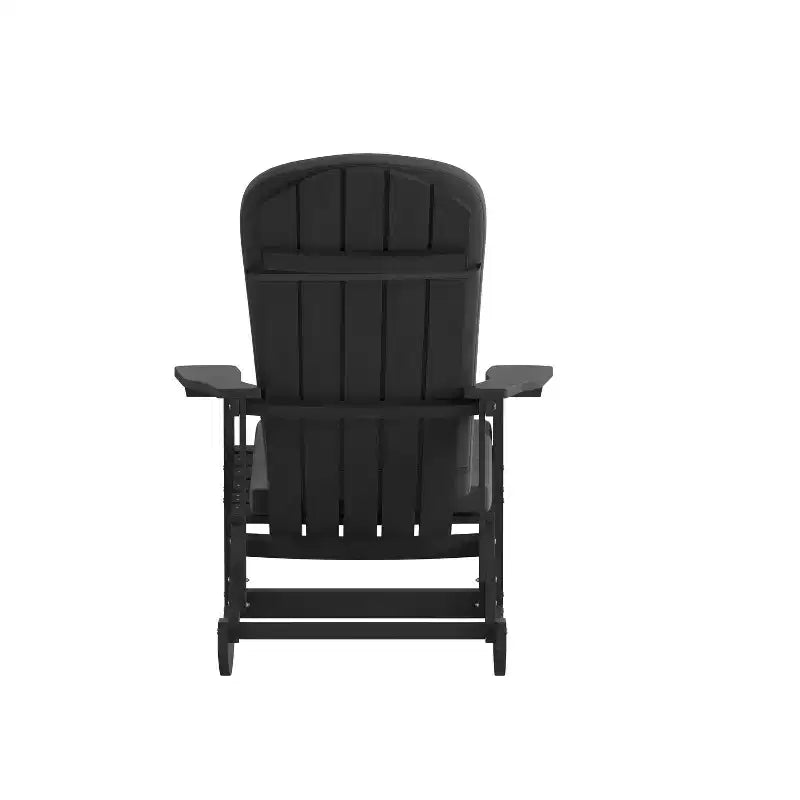 Emma and Oliver Set of 2 All-Weather Poly Resin Adirondack Rocking Chairs with Cushions