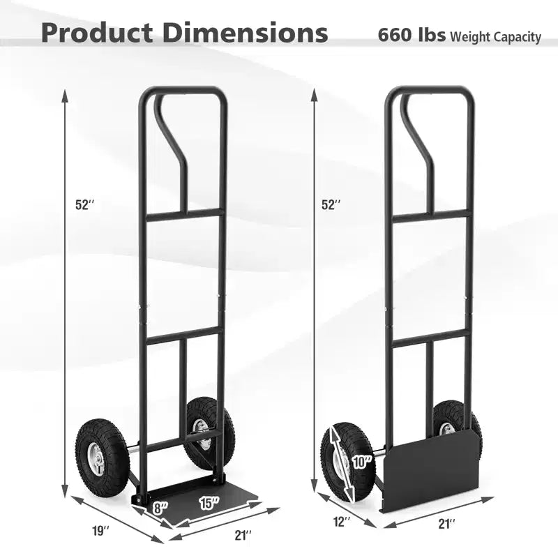 Carrello a mano per impieghi gravosi 300 kg con piastra di carico pieghevole