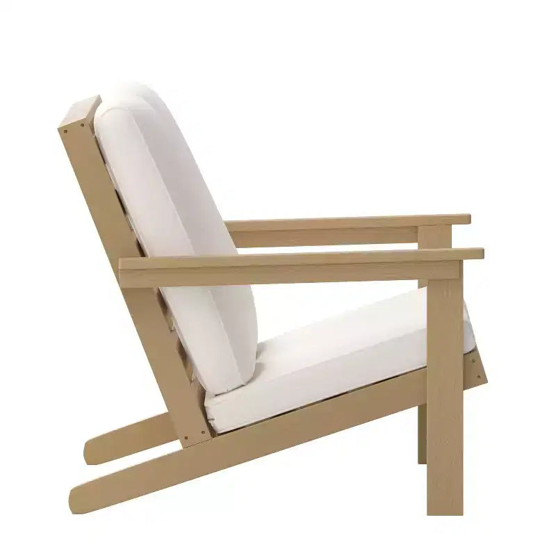 Merrick Lane All-Weather Poly Resin Wood Adirondack Style Deep Seat Patio Loveseat with Cushions