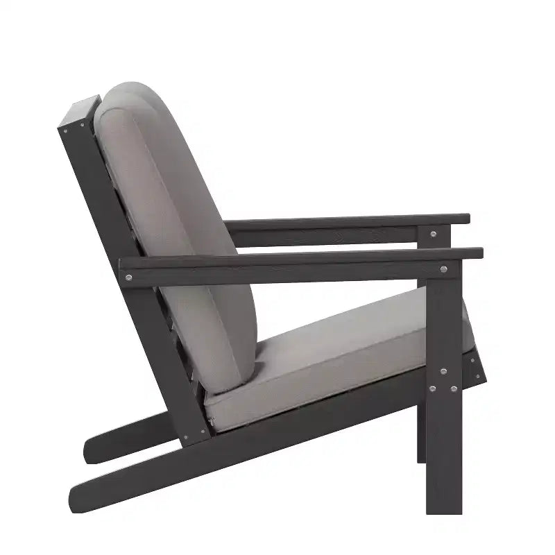 Merrick Lane All-Weather Poly Resin Wood Adirondack Style Deep Seat Patio Loveseat with Cushions