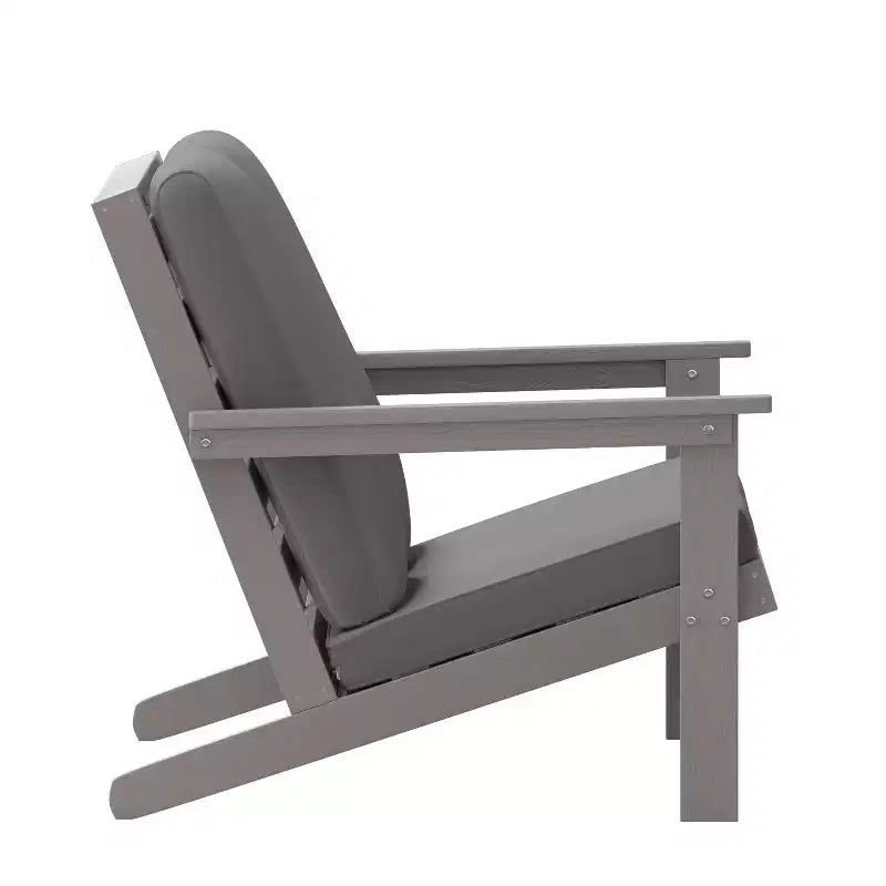 Emma and Oliver All-Weather Polyresin Adirondack Loveseat with Deep Seat and Comfortable Back & Seat Cushions
