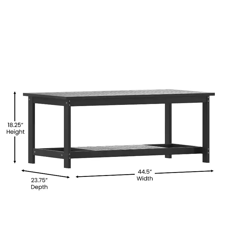 Merrick Lane All-Weather Poly Resin Wood Two Tiered Adirondack Slatted Coffee Conversation Table