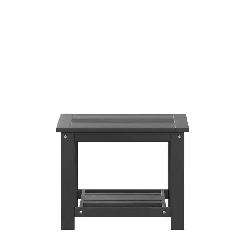 Merrick Lane All-Weather Poly Resin Wood Two Tiered Adirondack Slatted Coffee Conversation Table