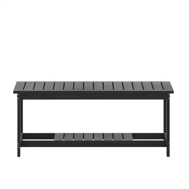 Merrick Lane All-Weather Poly Resin Wood Two Tiered Adirondack Slatted Coffee Conversation Table