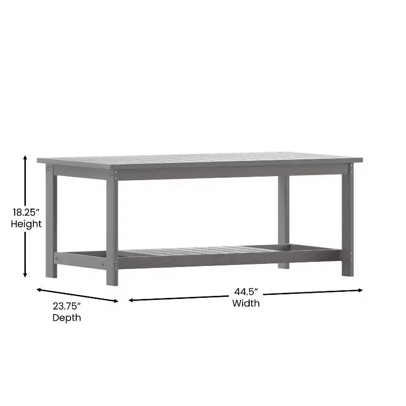 Merrick Lane All-Weather Poly Resin Wood Two Tiered Adirondack Slatted Coffee Conversation Table