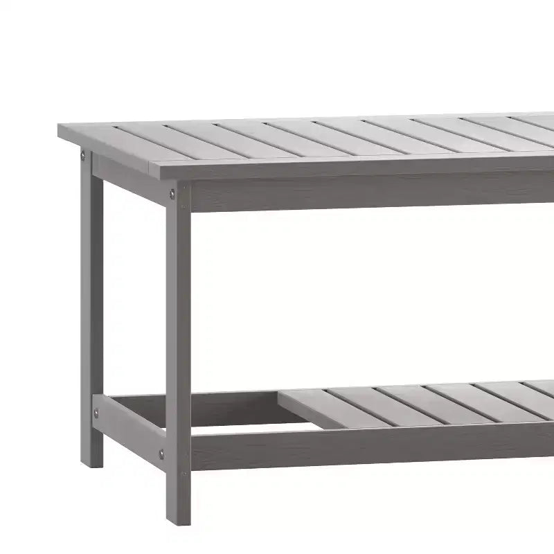 Merrick Lane All-Weather Poly Resin Wood Two Tiered Adirondack Slatted Coffee Conversation Table