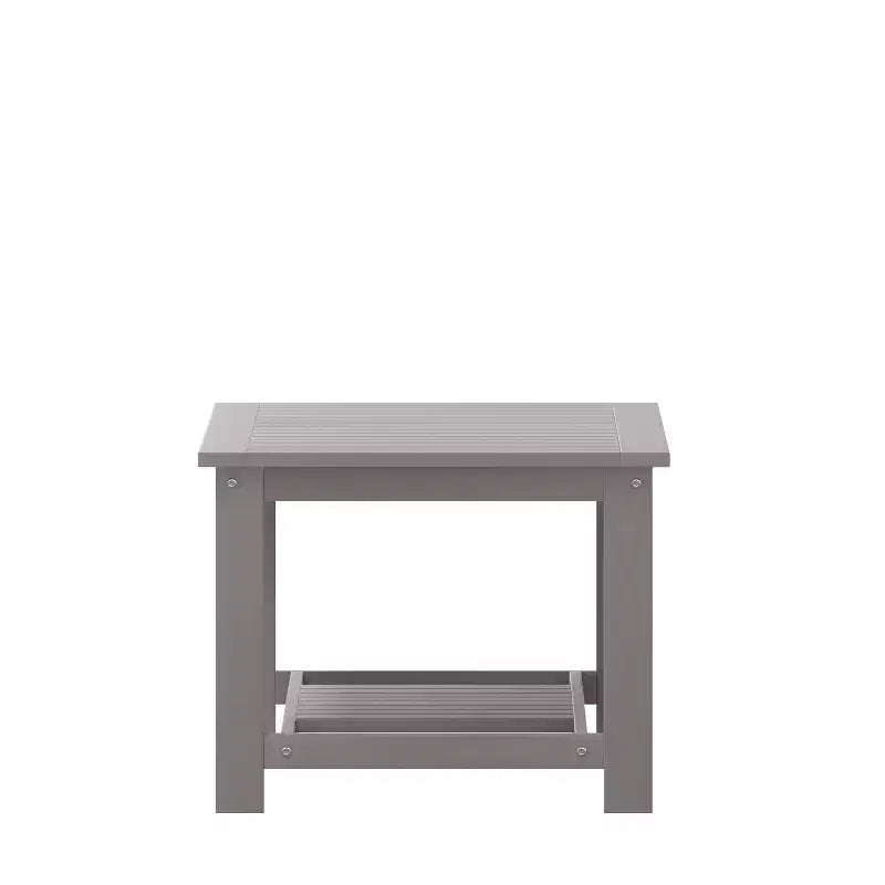 Merrick Lane All-Weather Poly Resin Wood Two Tiered Adirondack Slatted Coffee Conversation Table
