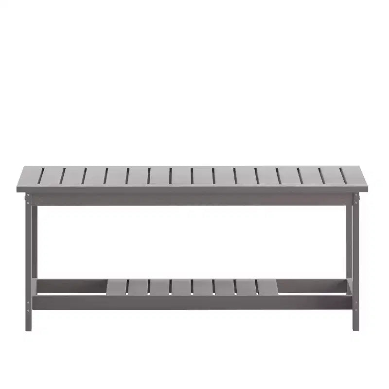Merrick Lane All-Weather Poly Resin Wood Two Tiered Adirondack Slatted Coffee Conversation Table