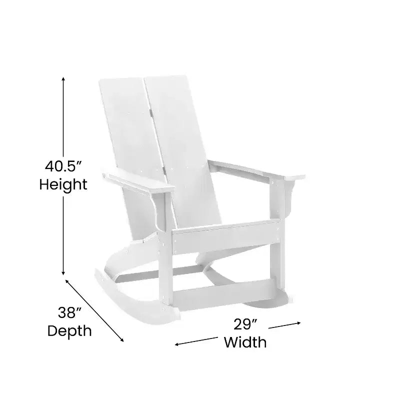Merrick Lane Wellington 3 Piece Patio Furniture Set Includes All-Weather UV Treated Adirondack Rocking Chairs and Side Table