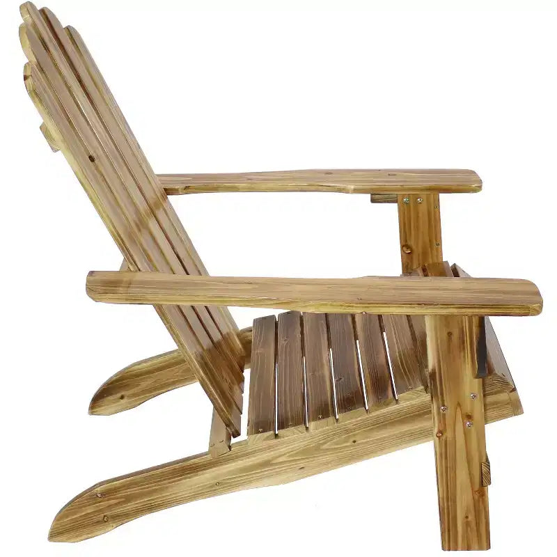 Chaise Adirondack rustique d'extérieur Sunnydaze en bois de sapin naturel pour patio et jardin - Finition légèrement brûlée