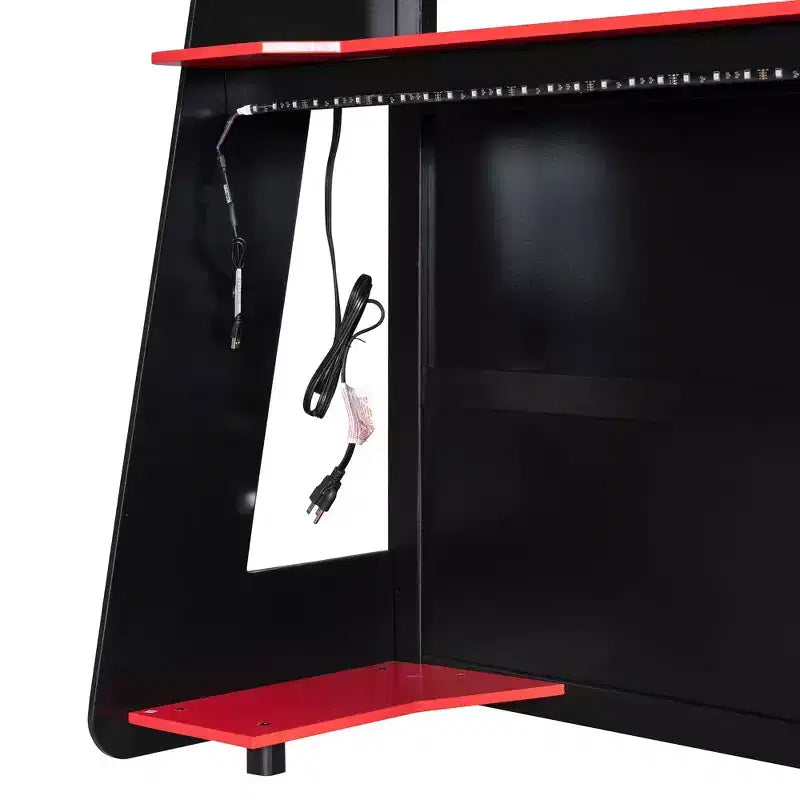 Luxystar Full Gaming Loft Bed with Desk, Storrage Shelves and Lights