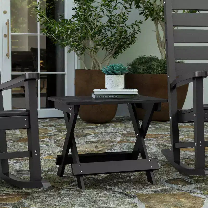 Merrick Lane Outdoor Folding Side Table, Portable All-Weather HDPE Adirondack Side Table