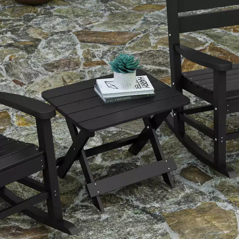 Merrick Lane Outdoor Folding Side Table, Portable All-Weather HDPE Adirondack Side Table