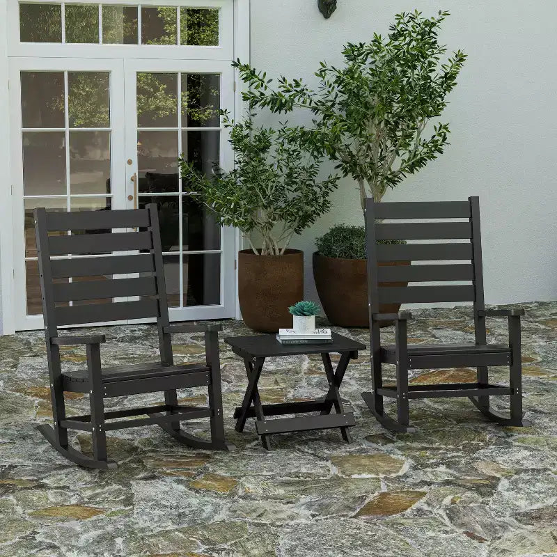 Merrick Lane Outdoor Folding Side Table, Portable All-Weather HDPE Adirondack Side Table