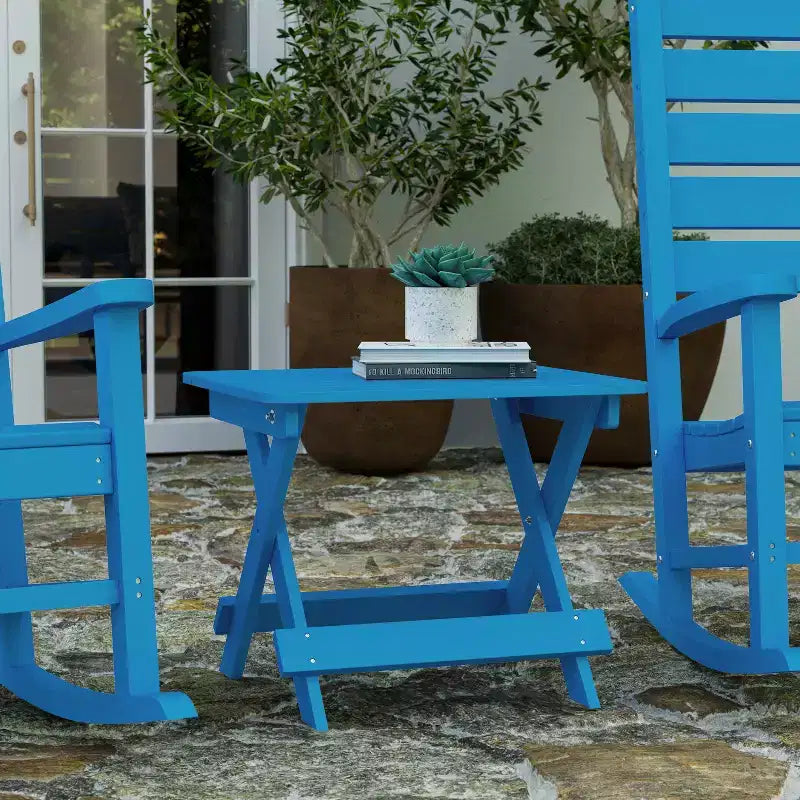 Merrick Lane Outdoor Folding Side Table, Portable All-Weather HDPE Adirondack Side Table