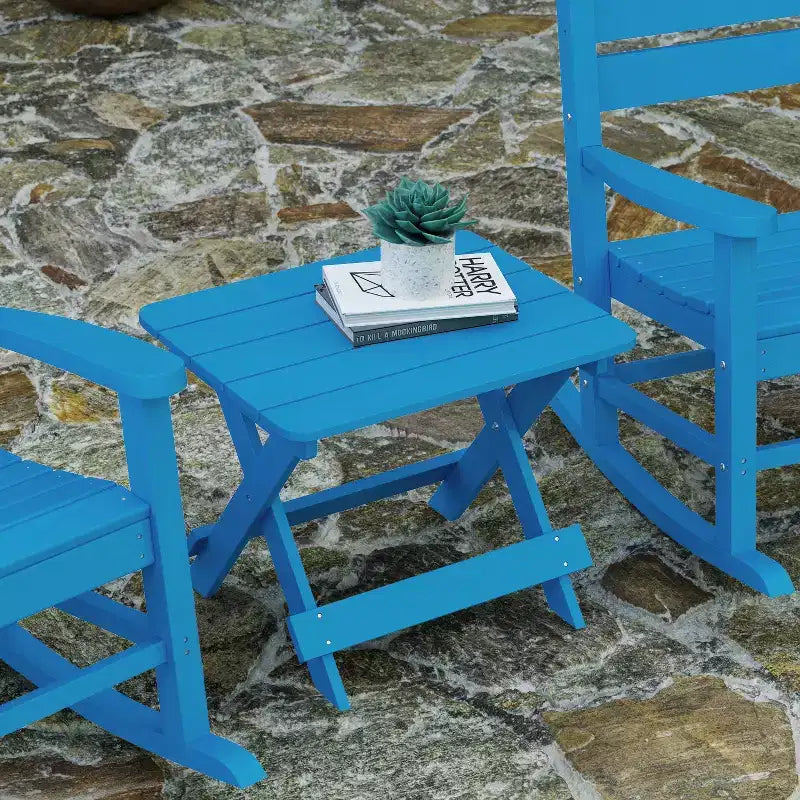 Merrick Lane Outdoor Folding Side Table, Portable All-Weather HDPE Adirondack Side Table