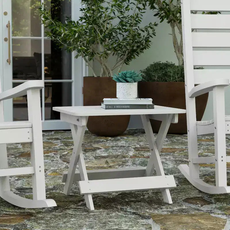 Merrick Lane Outdoor Folding Side Table, Portable All-Weather HDPE Adirondack Side Table