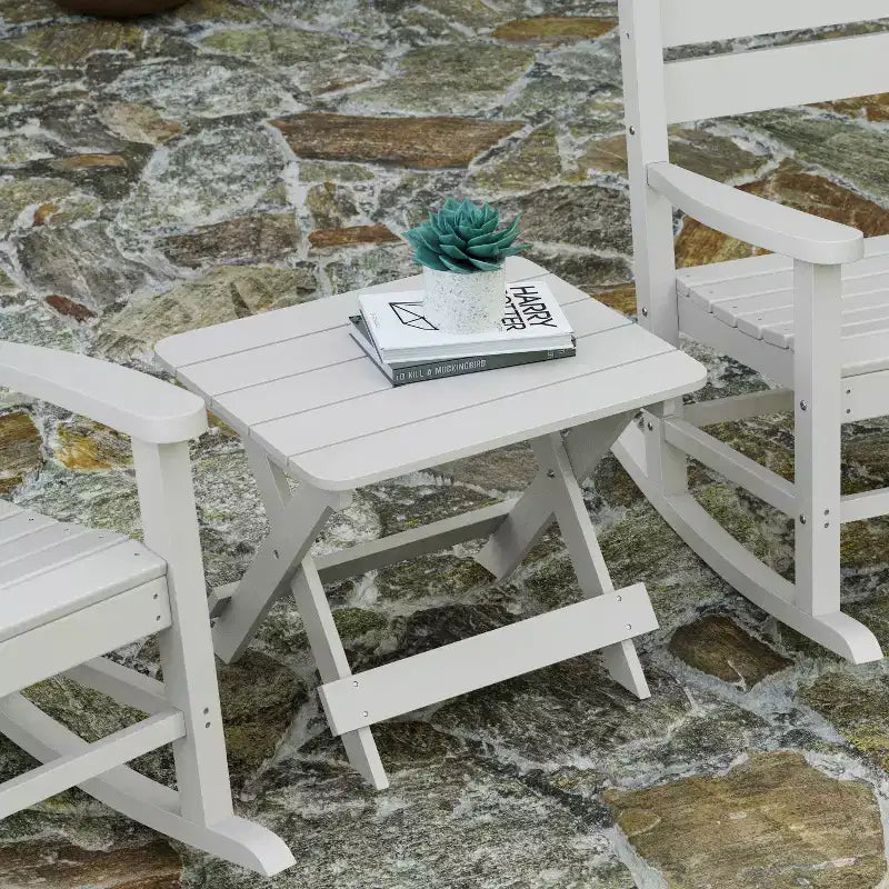 Merrick Lane Outdoor Folding Side Table, Portable All-Weather HDPE Adirondack Side Table