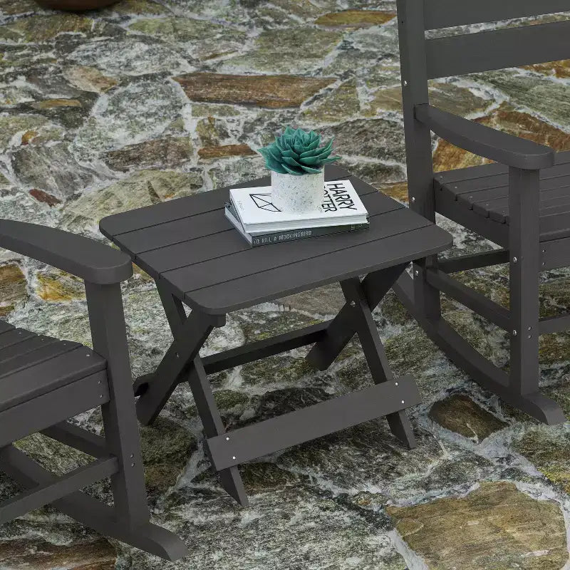 Merrick Lane Outdoor Folding Side Table, Portable All-Weather HDPE Adirondack Side Table