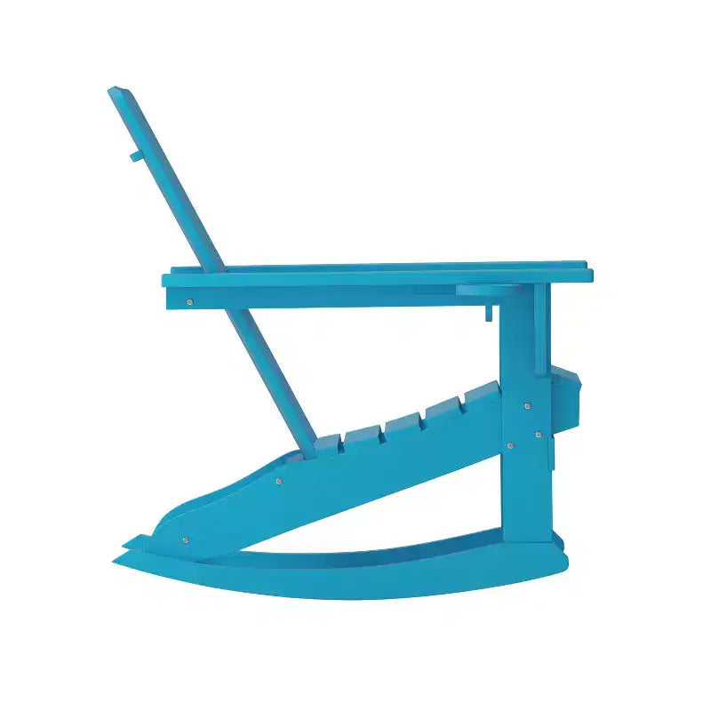 Merrick Lane HDPE Adirondack Chair with Cup Holder and Pull Out Ottoman, All-Weather HDPE Indoor/Outdoor Chair